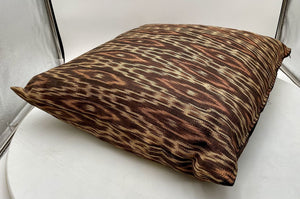 Dark Brown Diamond Guatemalan Print Outdoor Fabric Throw Pillow