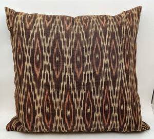 Dark Brown Diamond Guatemalan Print Outdoor Fabric Throw Pillow