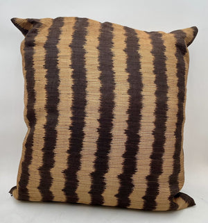 Brown and Gold Striped Outdoor Fabric Throw Pillow