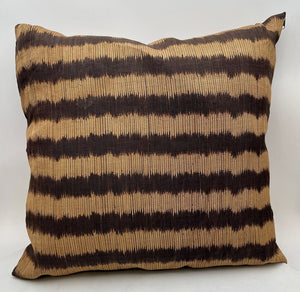 Brown and Gold Striped Outdoor Fabric Throw Pillow