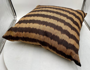 Brown and Gold Striped Outdoor Fabric Throw Pillow