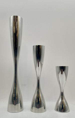 Vintage Nambe Studio Karim Rashid Tapered Silver Candle Stick Holders #6029-31 (3Pcs)