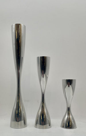 Vintage Nambe Studio Karim Rashid Tapered Silver Candle Stick Holders #6029-31 (3Pcs)