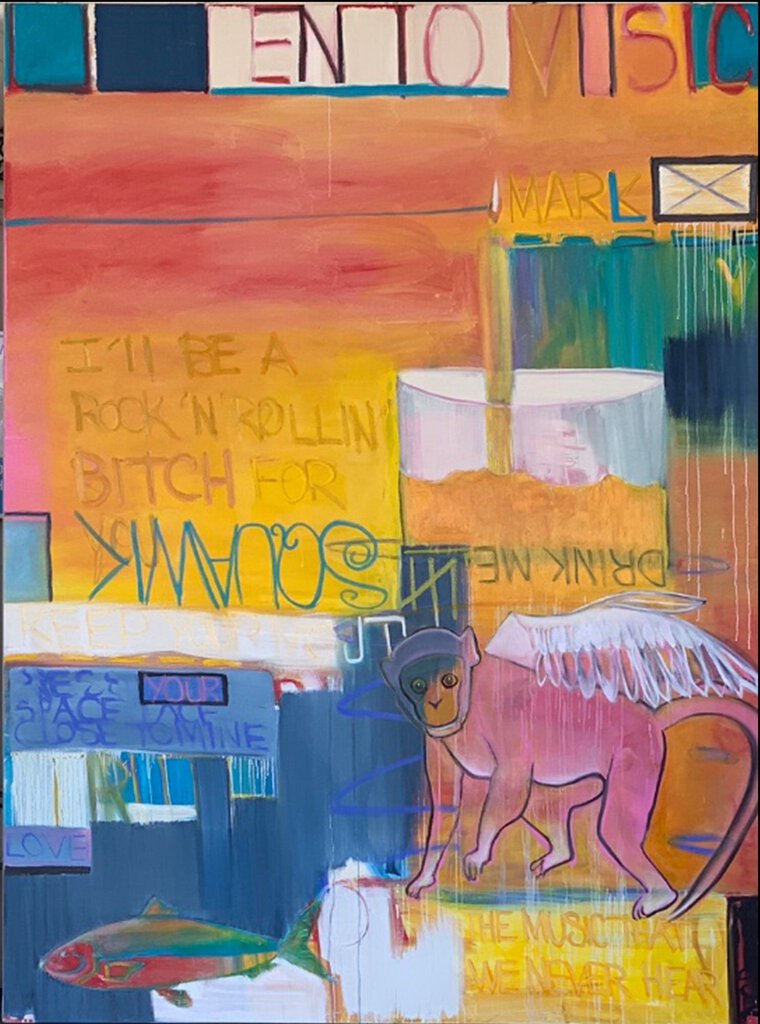 Marlyn Daggett "Listen To Music" Oil On Canvas 96x72