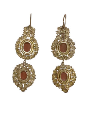 Hanging Earrings 14k Gold w/ Coral stones