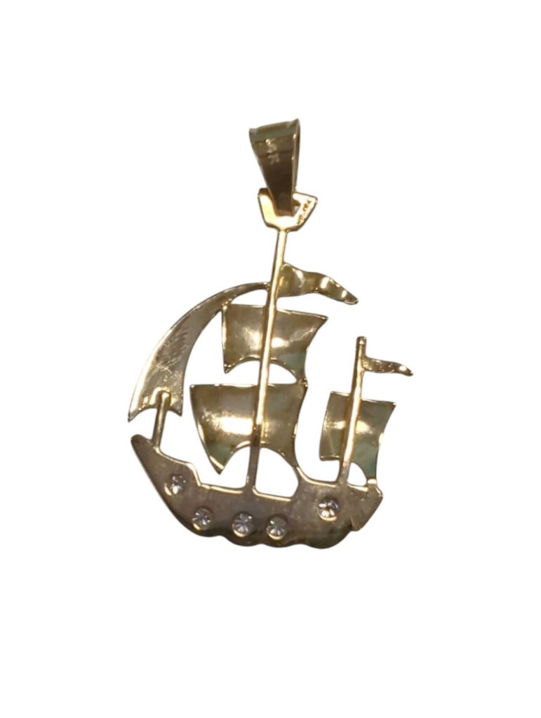 Ship Pendant 14k Gold w/ Diamonds