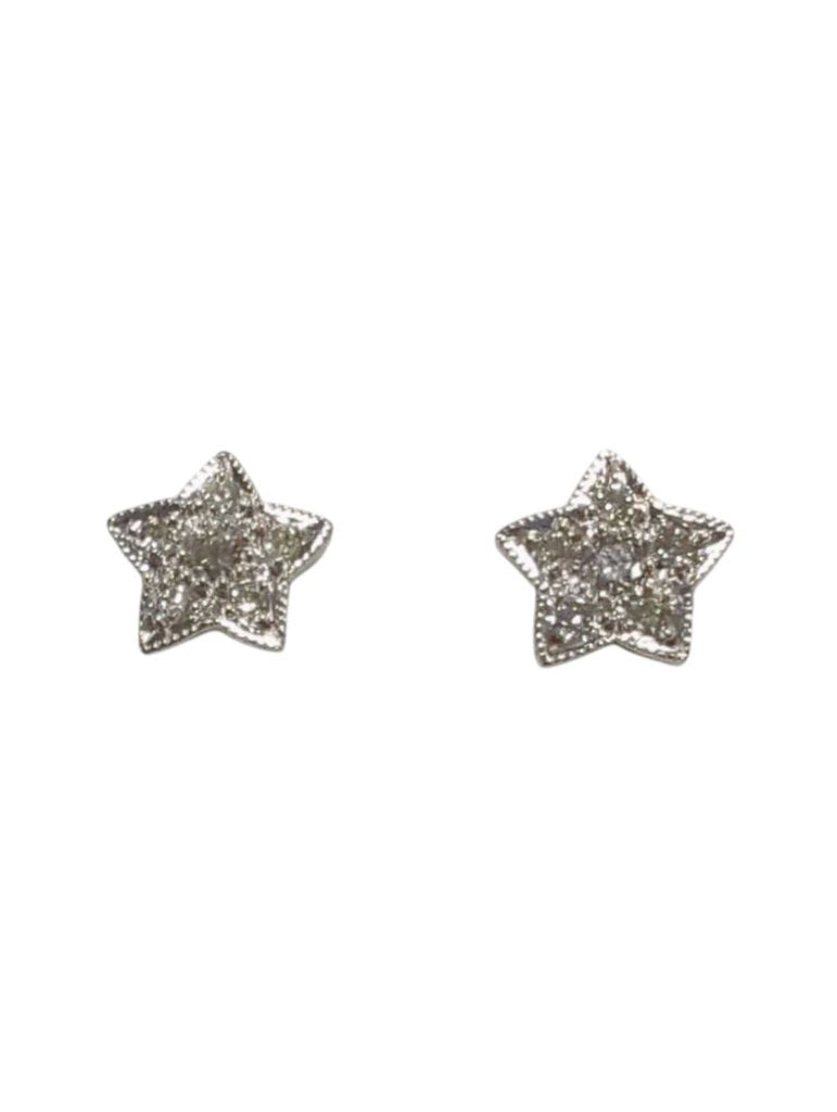 Star Stud Earrings 14k Gold w/ Diamonds