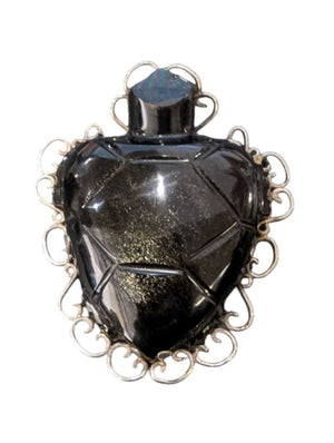 Large Heart Pendant w/ Gold Sheen Obsidian Silver