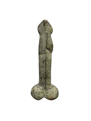 Roman Bronze Phallic Pendant w/ Silver Box Chain