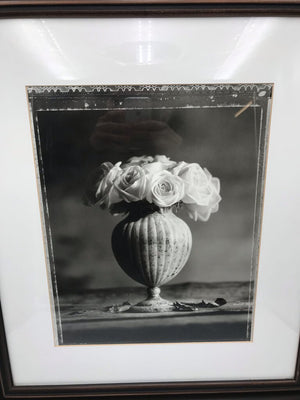 Z Gallerie Black/White Roses in Round Vase Photo Print