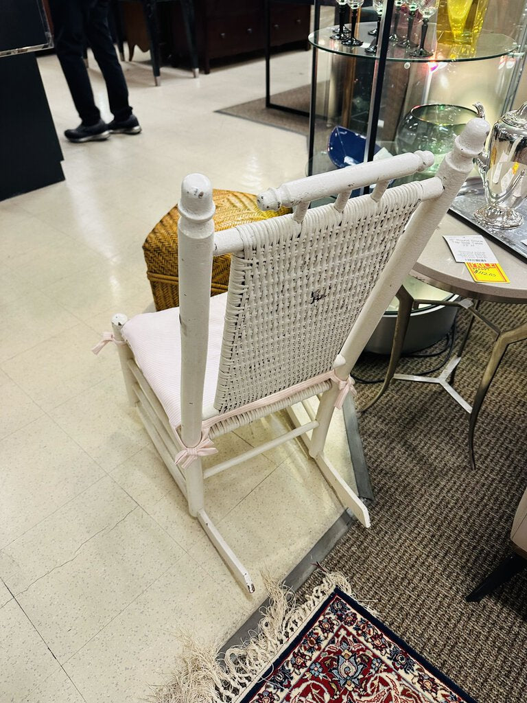 White Wicker Child Rocking Chair