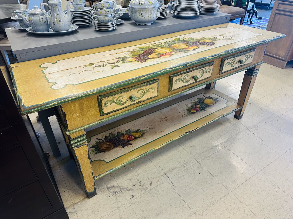 Custom Painted 3 Drawer Console Table