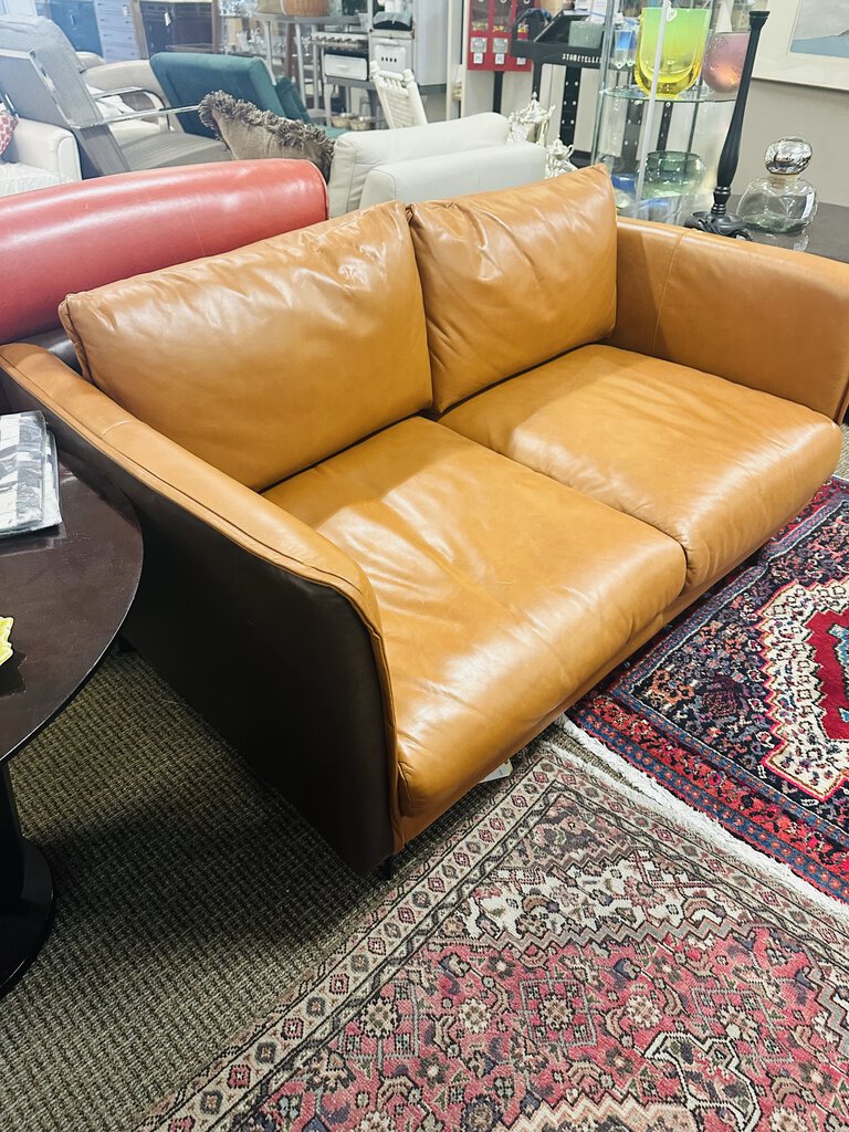 Italian Leather Loveseat 58" W.