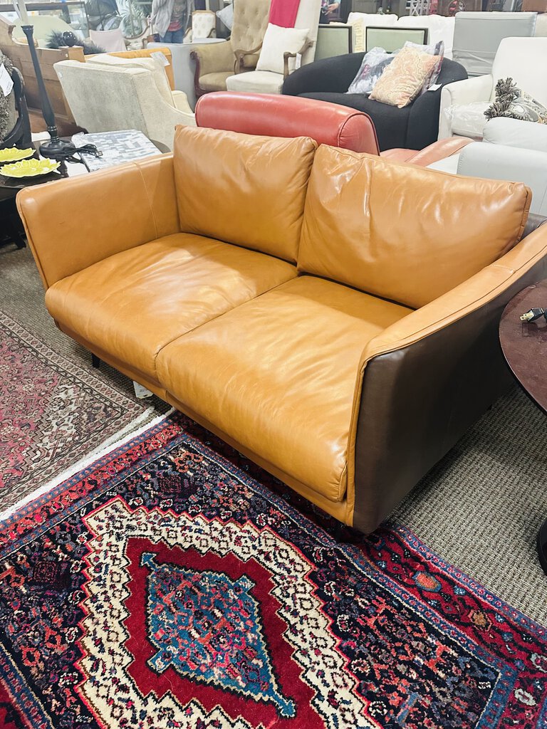 Italian Leather Loveseat 58" W.