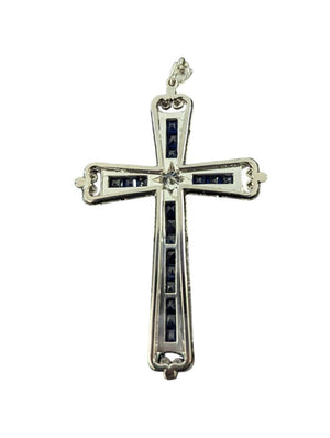 Jeweled Cross Pendant Diamonds & Sapphires Gold & Silver