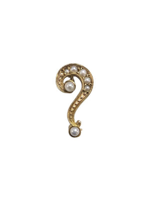 Pearl PIn "?" 9k Gold