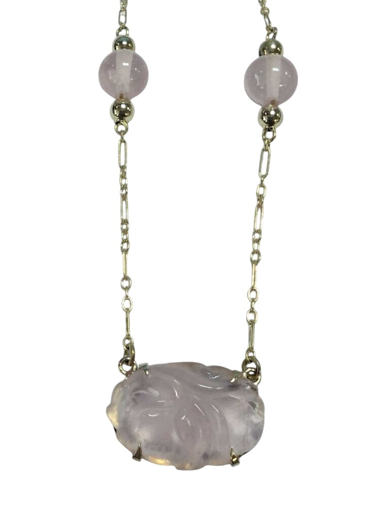 Rose Quartz 14k Gold Necklace 16" by Miss Daisy's Consignment & Auction House