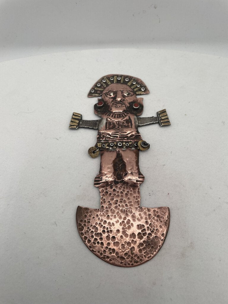 Vintage Peruvian Brass Tumi Warrior Knife Wall Hanging