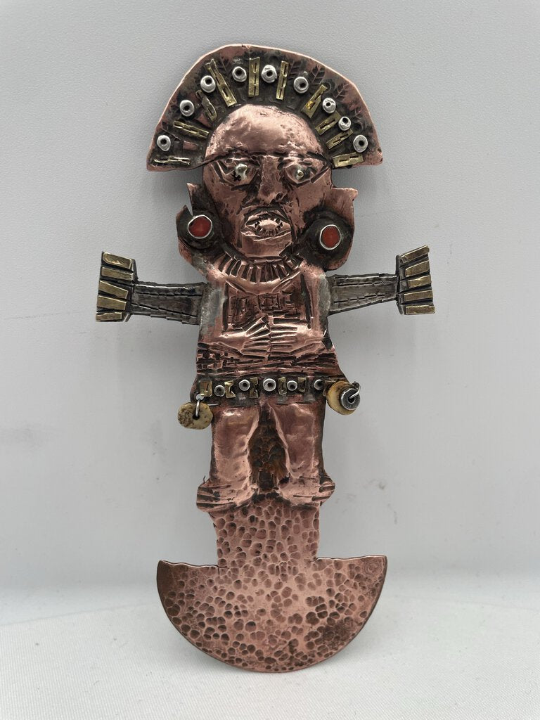 Vintage Peruvian Brass Tumi Warrior Knife Wall Hanging