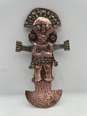 Vintage Peruvian Brass Tumi Warrior Knife Wall Hanging
