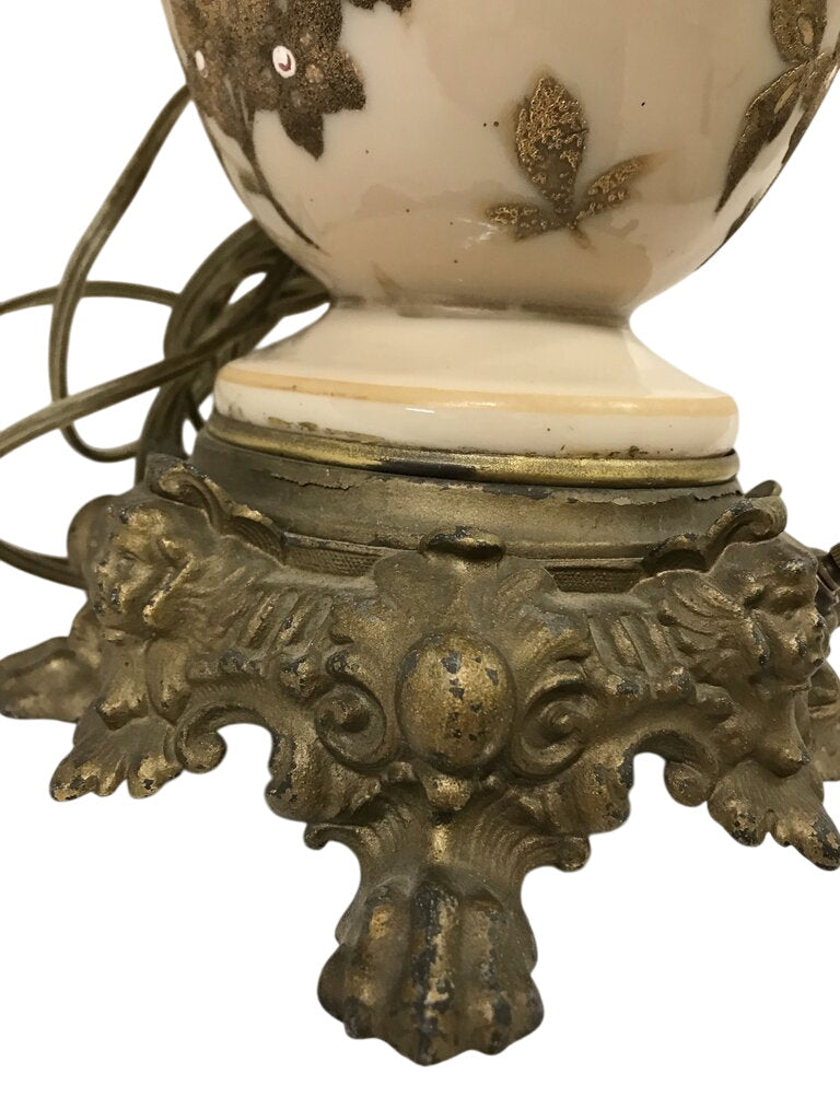 Victorian Claw Footed Brass/Marble White/Gold Ornate Table Lamp by Miss Daisy's Consignment & Auction House