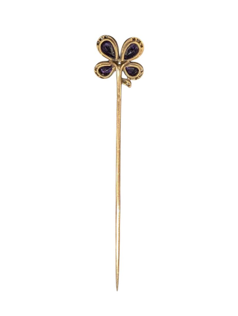 Butterfly Pin w/ Amethyst & Diamonds Platinum and Gold 18k