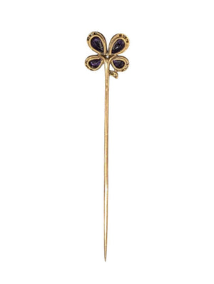 Butterfly Pin w/ Amethyst & Diamonds Platinum and Gold 18k