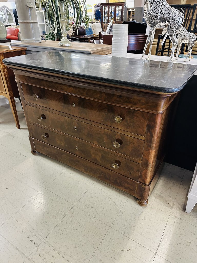 Marble Top Mahogany Dresser Circa 1830 (23x52x36)