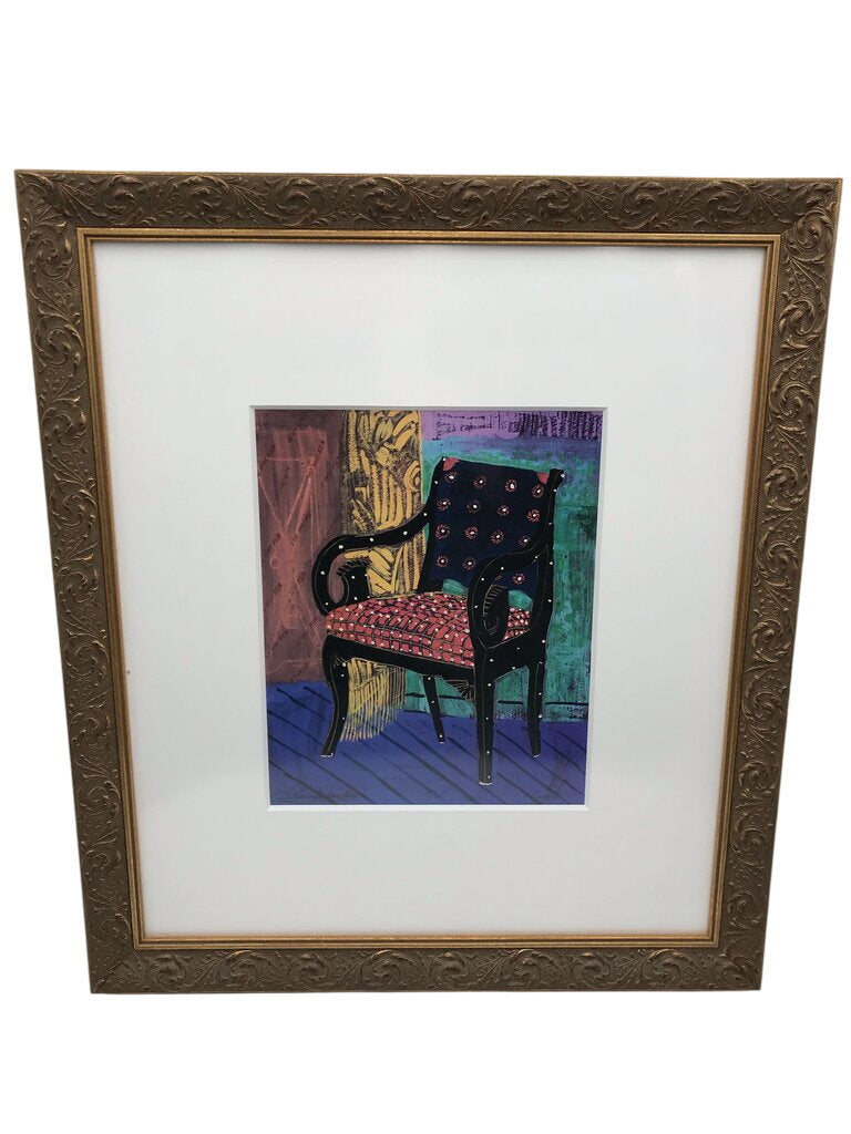 Debra Schaeffer "Foulard Chair" LE 14/25 Signed Print 24x21 by Miss Daisy's Consignment & Auction House