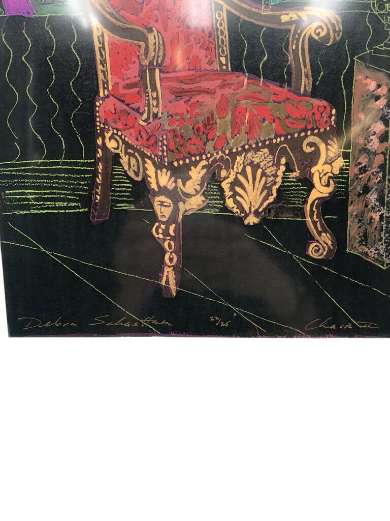Debra Schaeffer "Chair With Statue" LE 23/25 Signed Print 24x21 by Miss Daisy's Consignment & Auction House