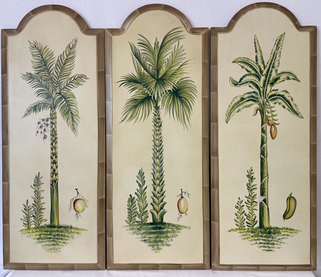 Domestications Hand Painted Accents Wooden Palm Tree Panels (3Pcs)