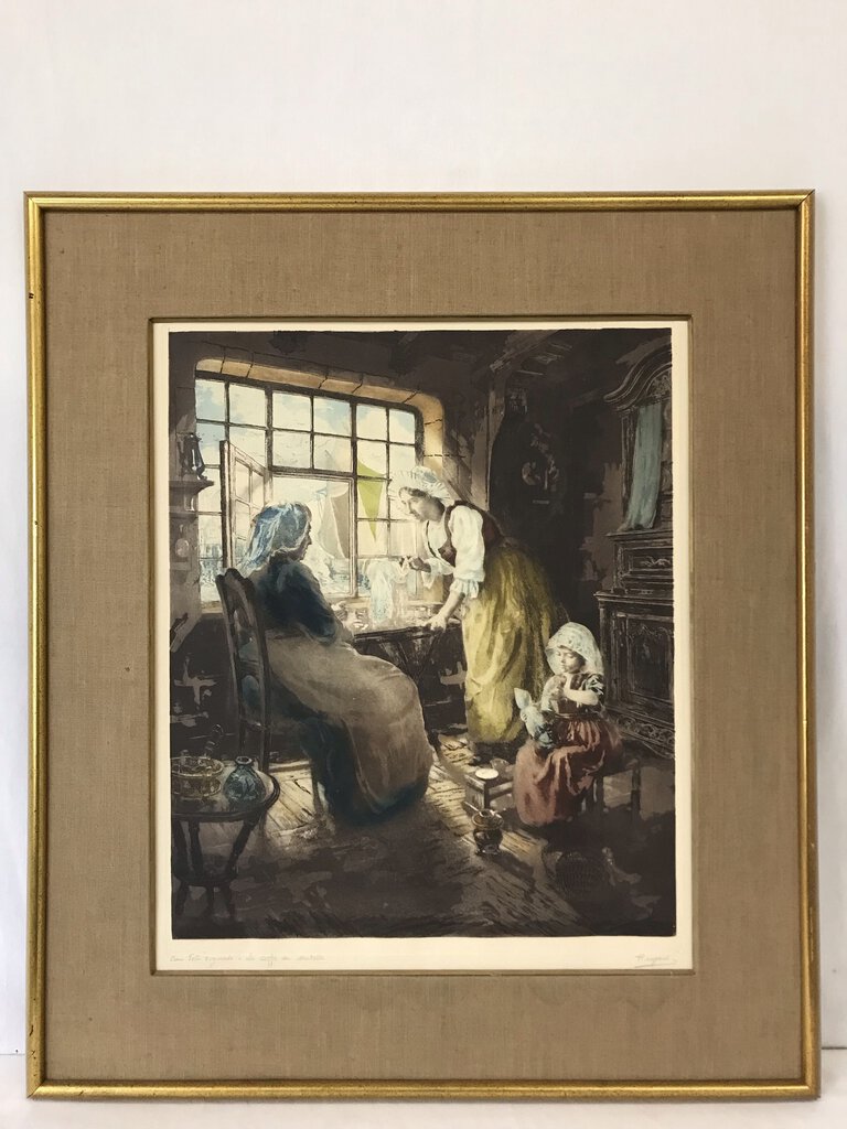 Claude S. Hugard Original Hand-Colored Etching 29x32