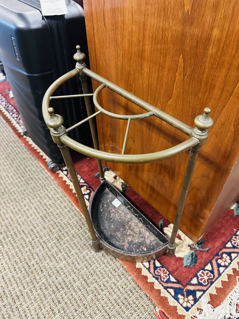 Vintage Demi Lune Brass Umbrella Holder 16x8x24