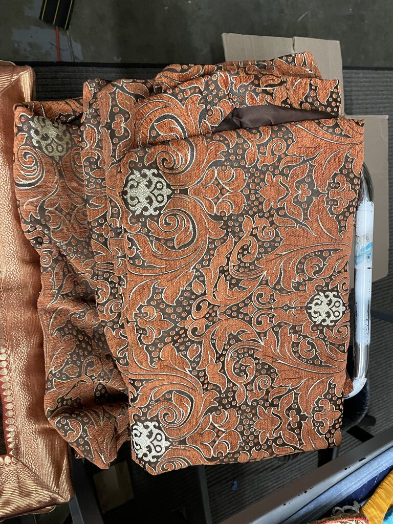 Rust & Gold Moroccan Brocade Floor Cushion Cover 37x37