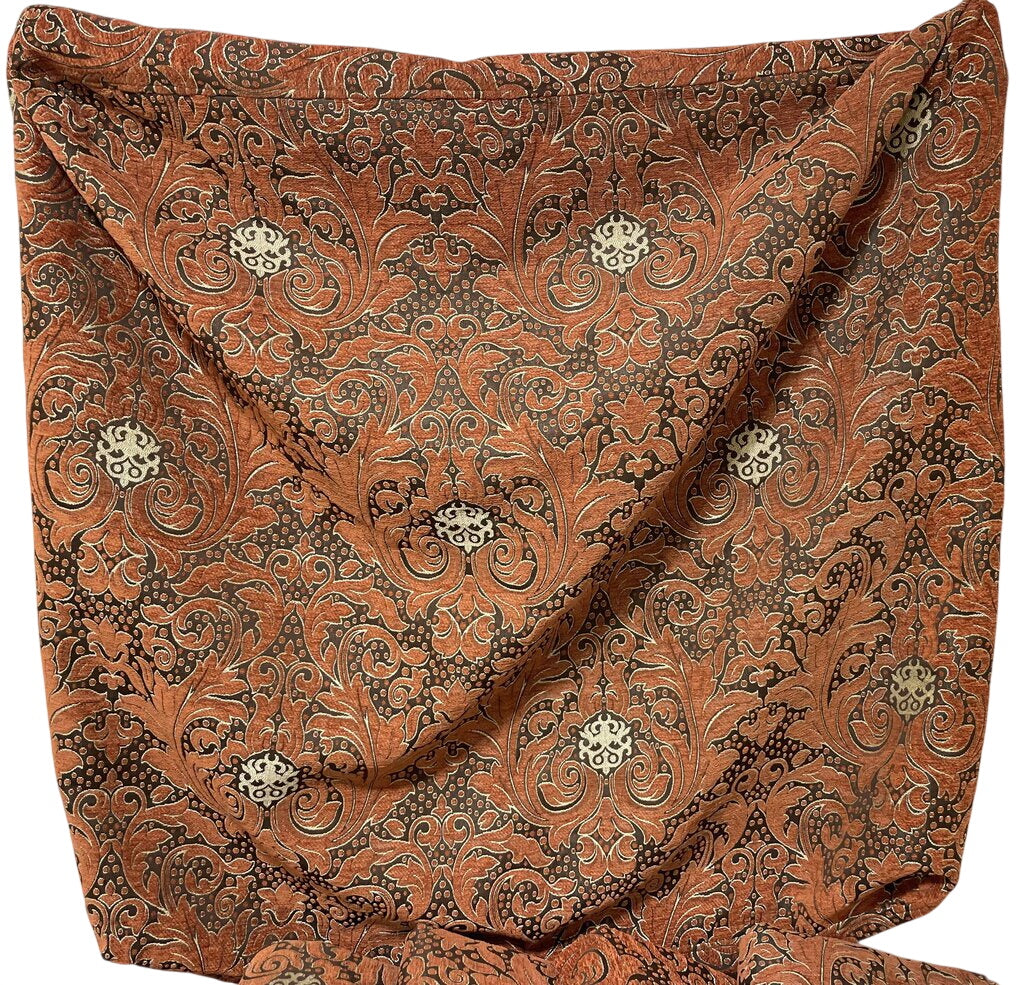 Rust & Gold Moroccan Brocade Floor Cushion Cover 37x37 by Miss Daisy's Consignment & Auction House