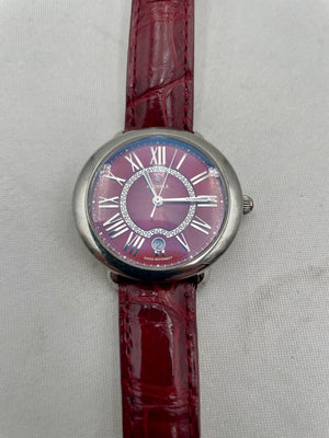 Michele Red Serein 16 Diamond Dial SS Watch