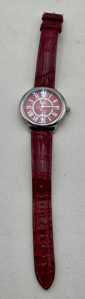 Michele Red Serein 16 Diamond Dial SS Watch