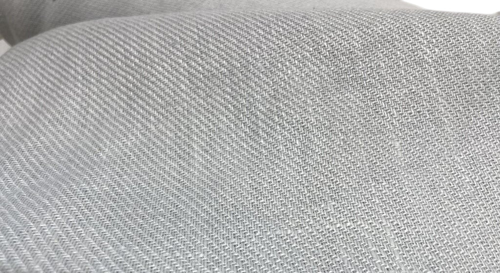White Silver Woven Silk Upholstery Fabric by Miss Daisy's Consignment & Auction House