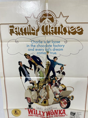 Original 1974 Willy Wonka and The Chocolate Factory One Sheet Movie Poster Near Mint Folded