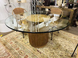 Rattan 54" Glass Top Dining Table + 4 Chairs