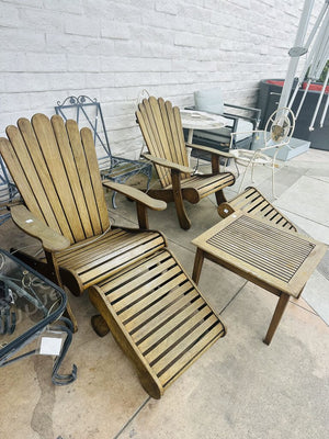 Teak Adirondack Chairs + Footstools + Side Table (5 piece)