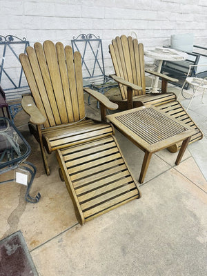 Teak Adirondack Chairs + Footstools + Side Table (5 piece)