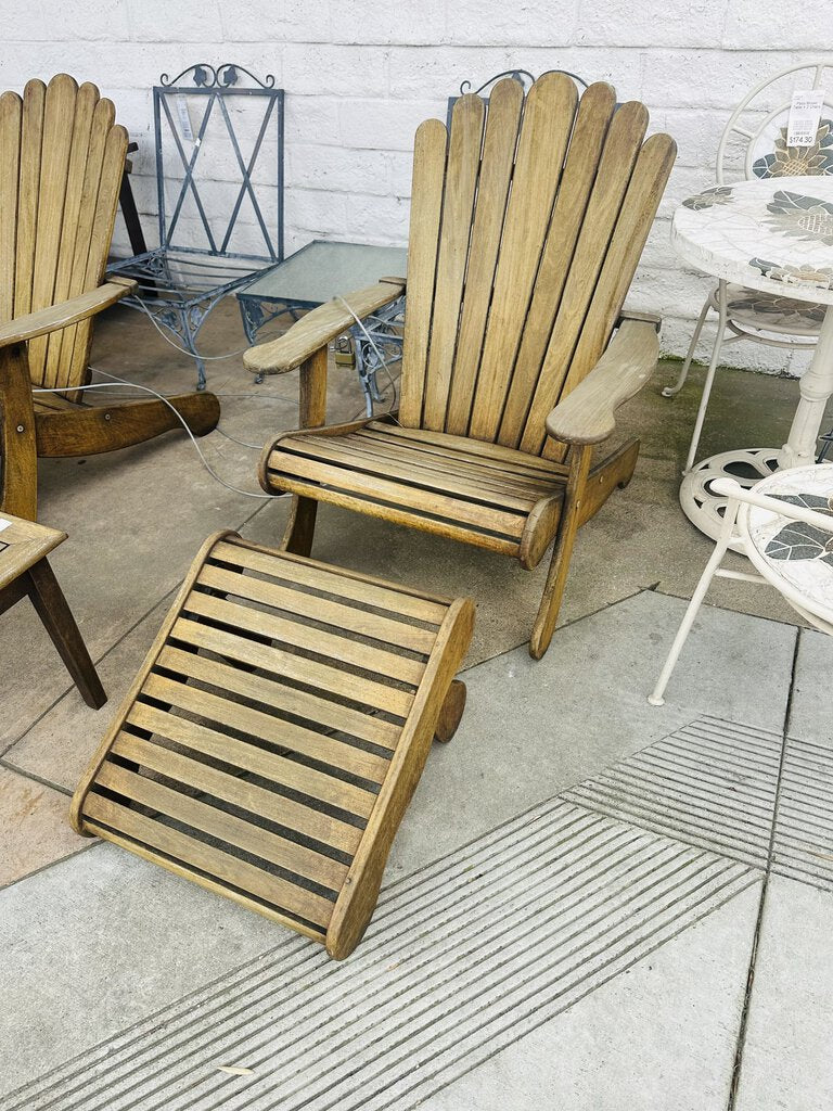 Teak Adirondack Chairs + Footstools + Side Table (5 piece)