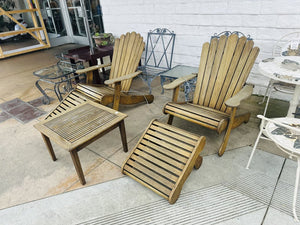 Teak Adirondack Chairs + Footstools + Side Table (5 piece)