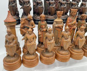 Mid 20th C. ANRI King Arthur Chess Piece Set (32 Pcs)