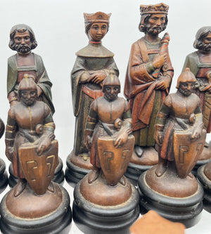 Mid 20th C. ANRI King Arthur Chess Piece Set (32 Pcs)