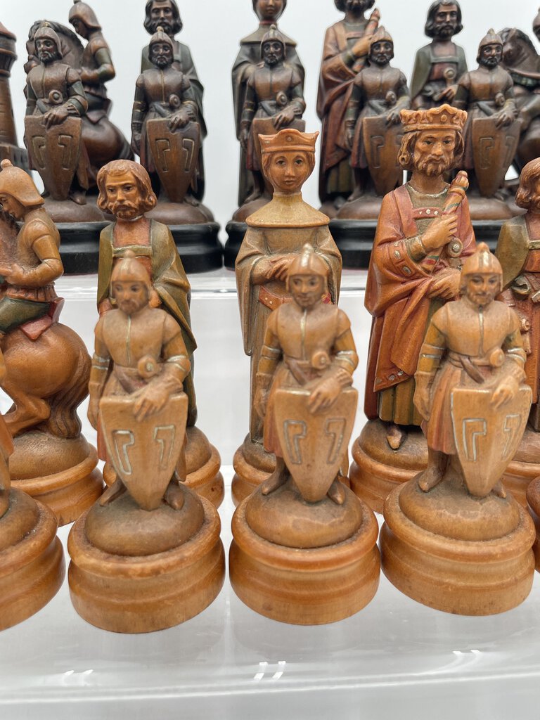 Mid 20th C. ANRI King Arthur Chess Piece Set (32 Pcs)