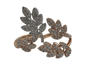 Diamond W/ Rose Gold & Platinum 2 Finger Statement Ring (198 Diamond Count)