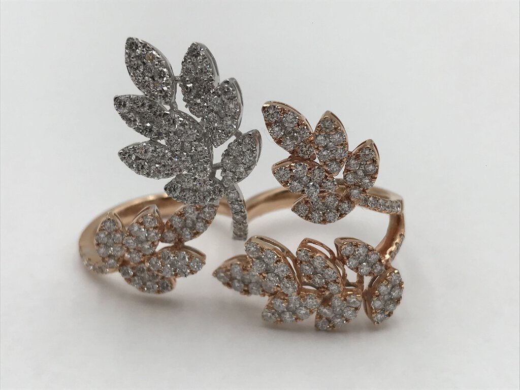 Diamond W/ Rose Gold & Platinum 2 Finger Statement Ring (198 Diamond Count)