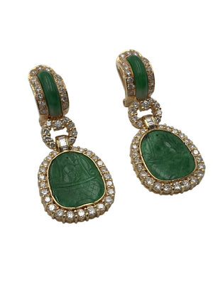 18K Gold Jadeite & Diamond Earring Pair by Miss Daisy's Consignment & Auction House